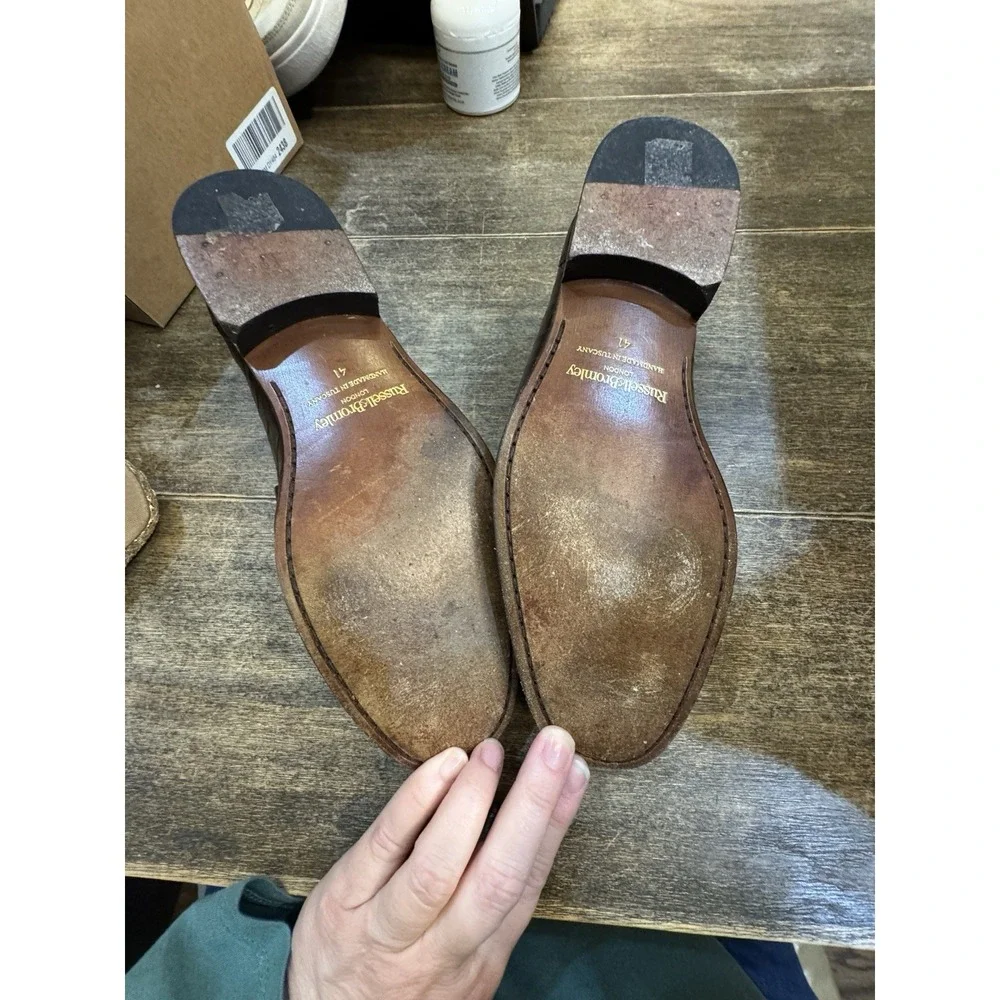 Russell And Brinkley Croc Embossed Brown‎ Leather Loafer Size 41 US 8-8.5